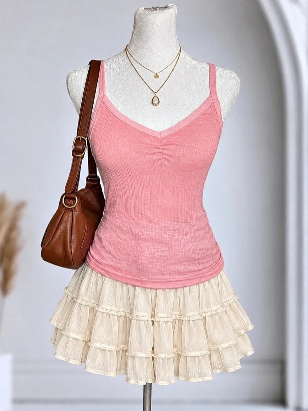 Universal Thread Pink Ribbed V-Neck Tank Top Medium